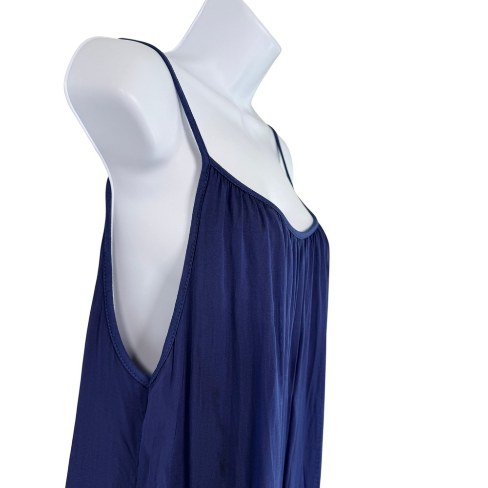 Rosemarine Italian Made Silk Blend Maxi Dress M Navy Boho Coastal Quiet Luxury - Picture 4 of 9
